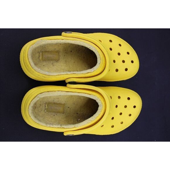 CROCS LINED CLOGS SLIP ON SHOES Size Men's 5 Women's 7 Yellow - Picture 10 of 11